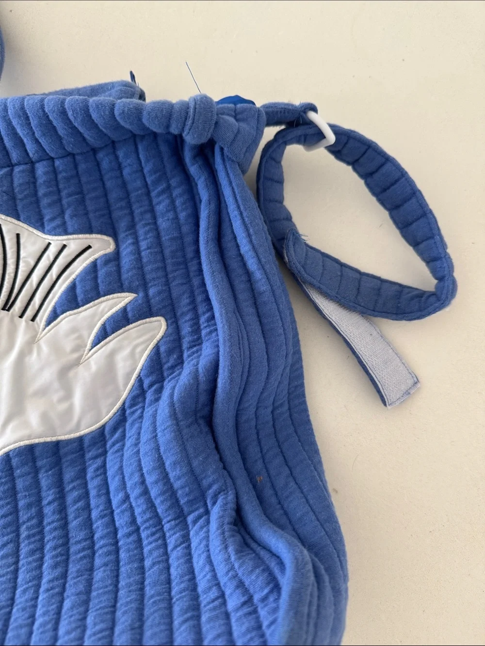 Blue Quilted Tote with White Seagull Appliqués